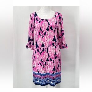 Lilly Pulitzer Sophie Ruffle Dress Size Small Pink Flamingo High Tide UPF 50